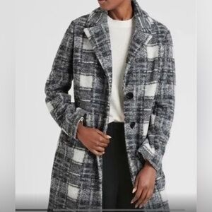 Banana Republic Petite Plaid Knit Wool Overcoat